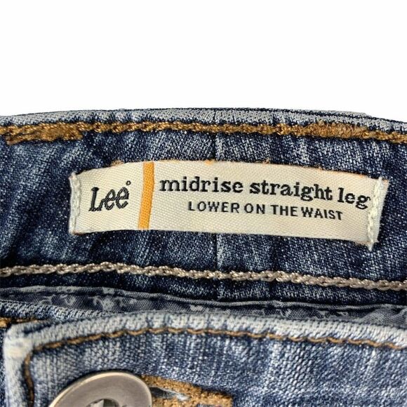 Lee Mid Rise Straight Leg Blue Mom Jeans 10S Short - Picture 5 of 7